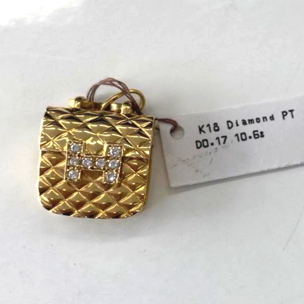 BAG CHARM PENDANT IN SOLID 18K YELLOW GOLD